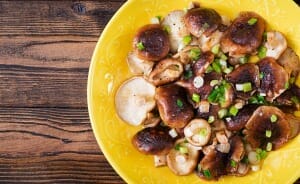 Sauteed Shiitake Mushrooms shown on a plate